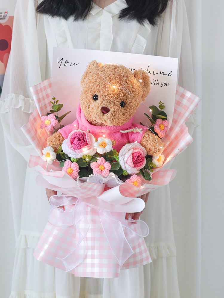 Cute Knitted Rose Bouquet – Gift for Her