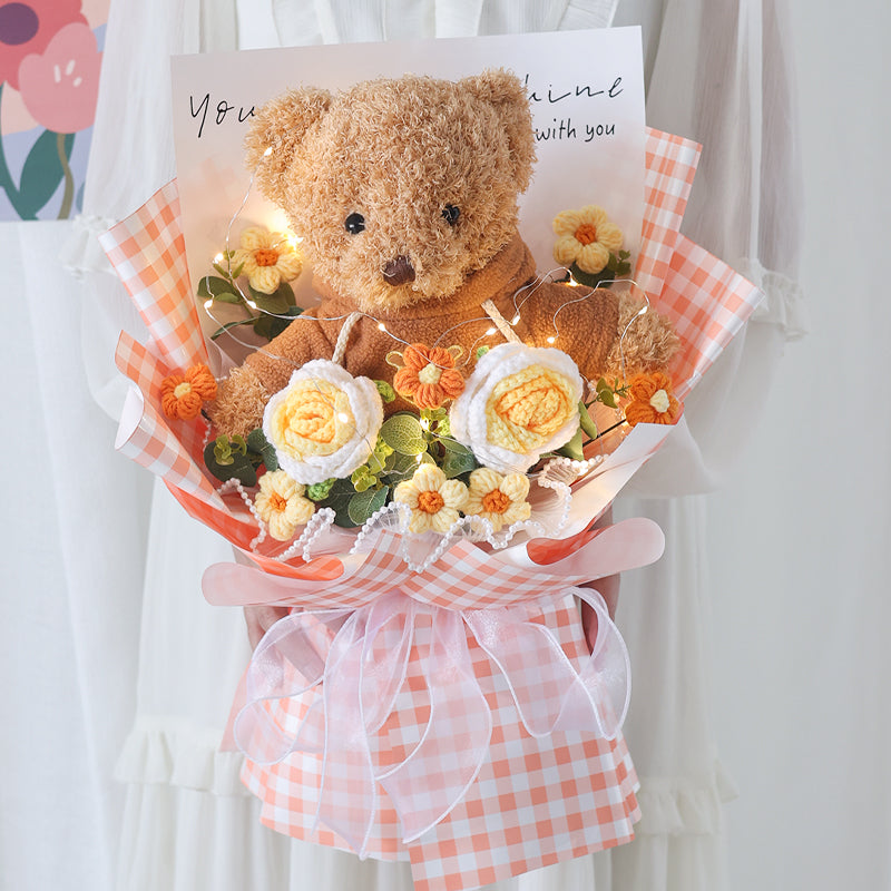 Cute Knitted Rose Bouquet – Gift for Her