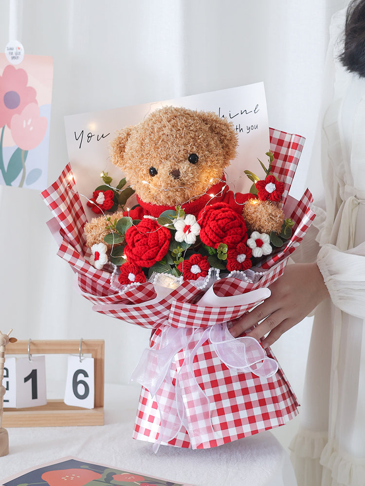 Cute Knitted Rose Bouquet – Gift for Her