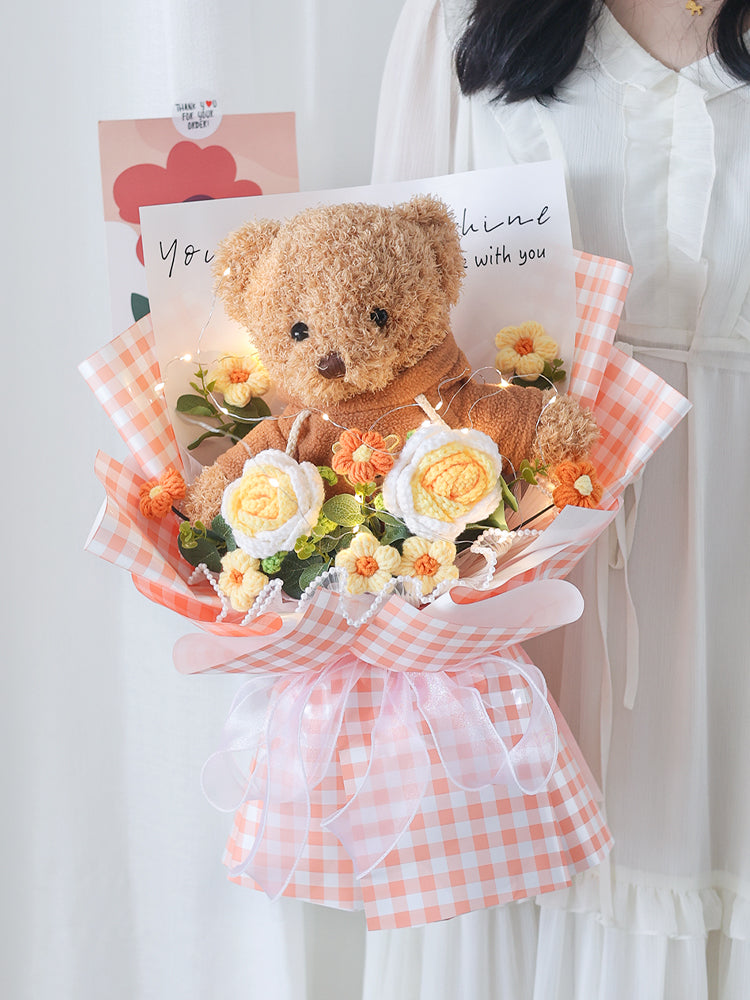 Cute Knitted Rose Bouquet – Gift for Her