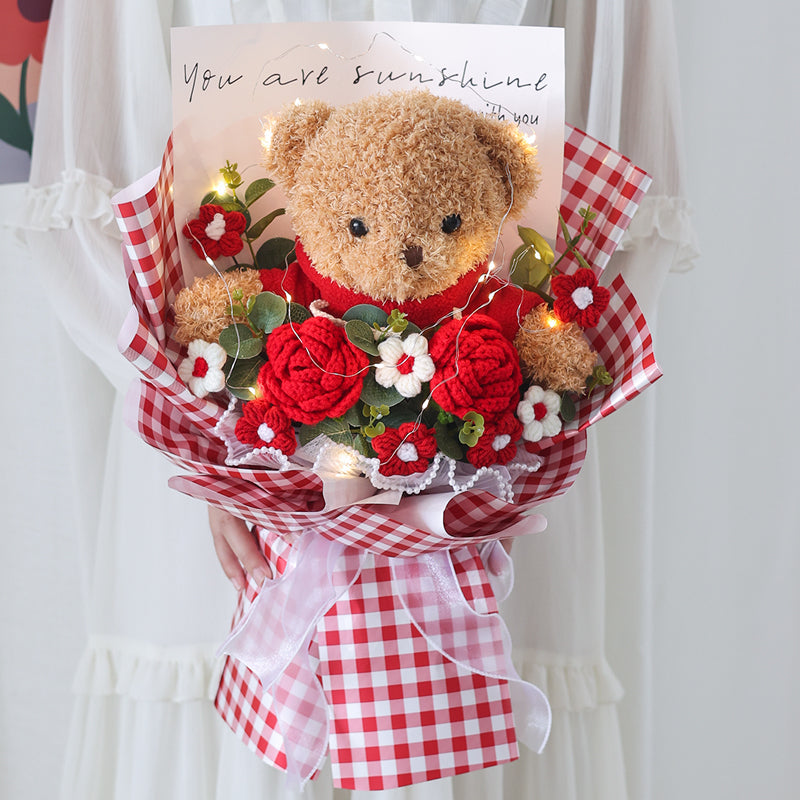 Cute Knitted Rose Bouquet – Gift for Her