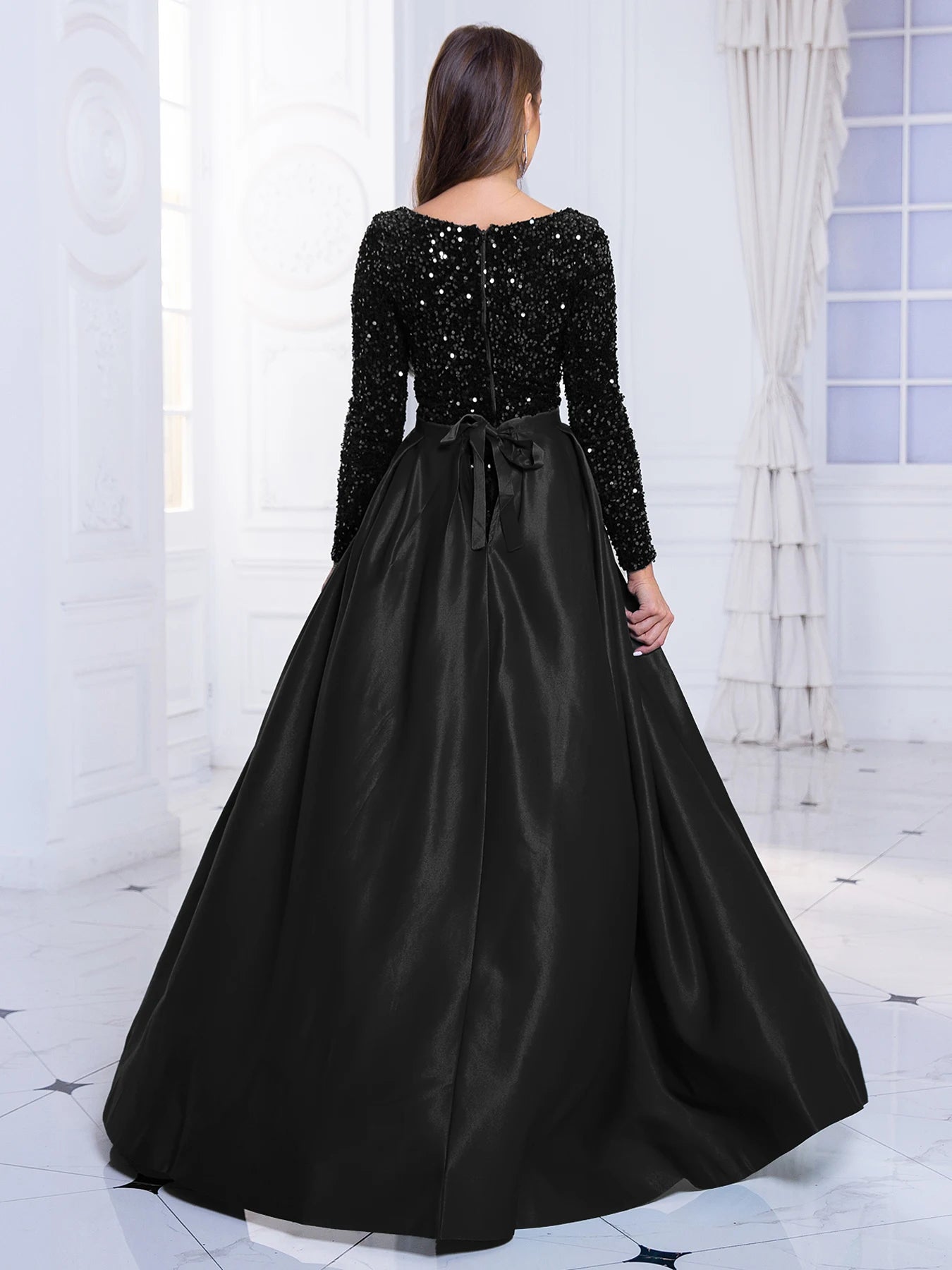 Full Sleeved Sequin Party Gown