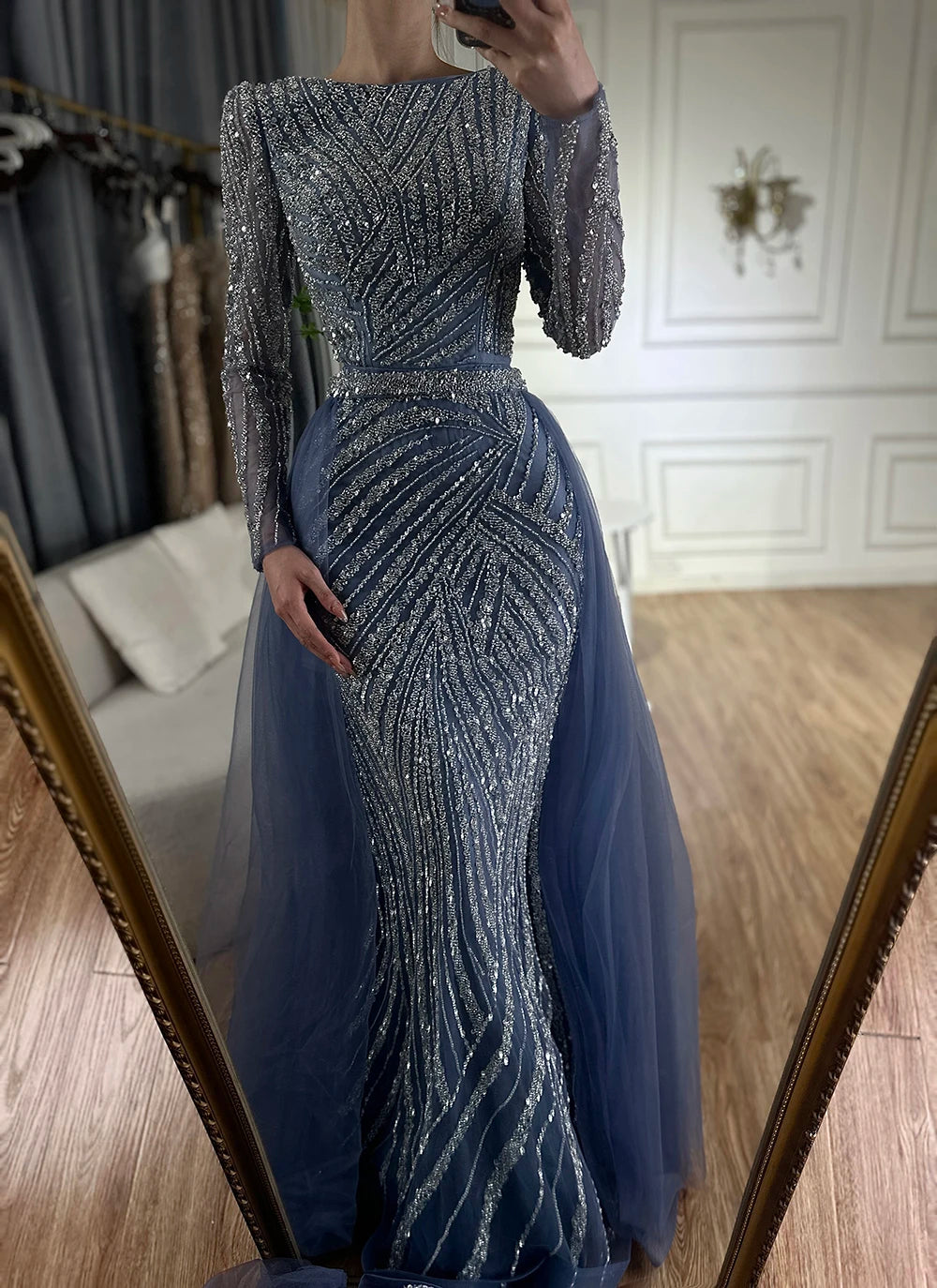 Serene Hill Mermaid Beaded Evening Gown