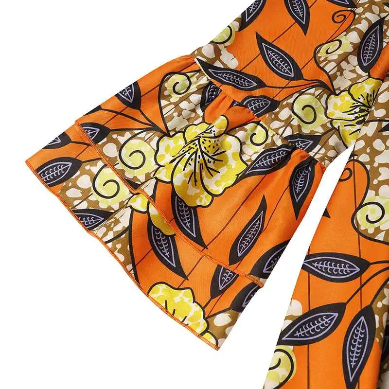 VONDA Bohemian Floral Printed Maxi Dress Women Sexy V-Neck Long Sleeve Ruffled Vestidos 2024 Fashion Casual Loose Vintage Robe
