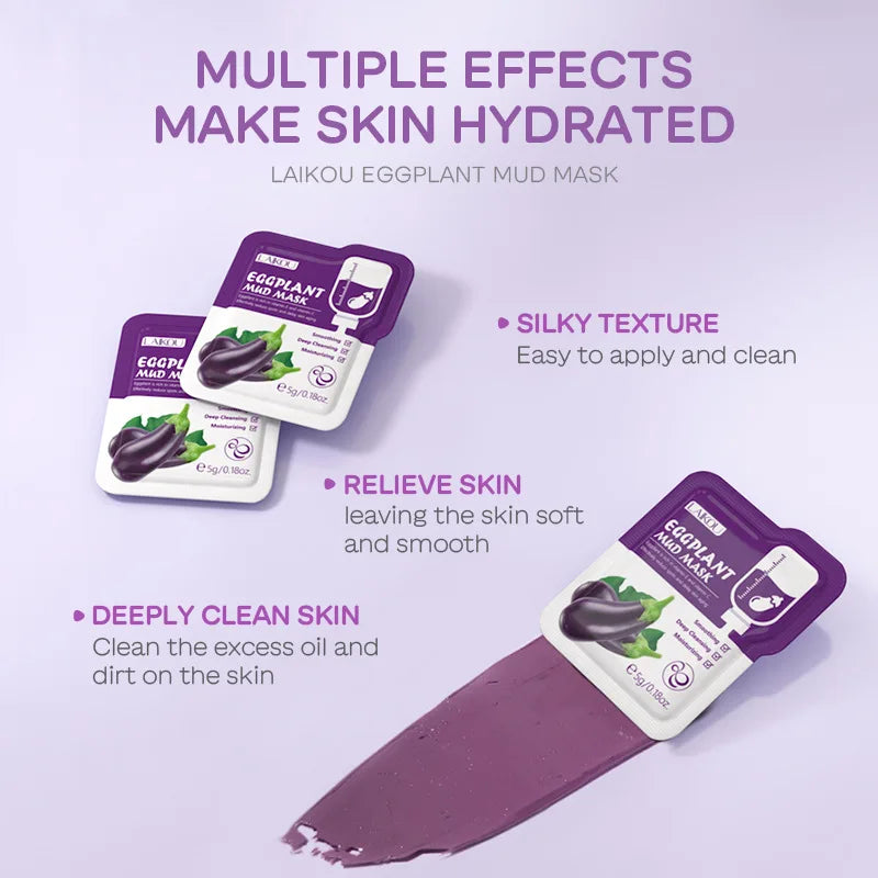5pcs LAIKOU Eggplant Mud Mask