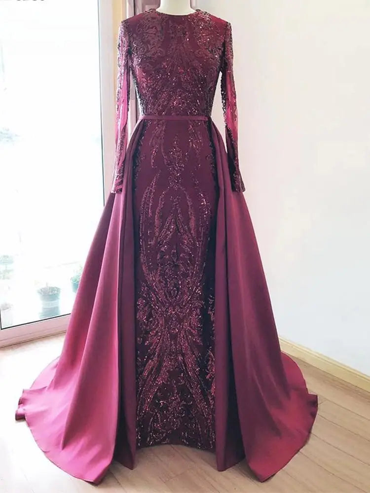 Luxury Beaded Muslim Evening Gown