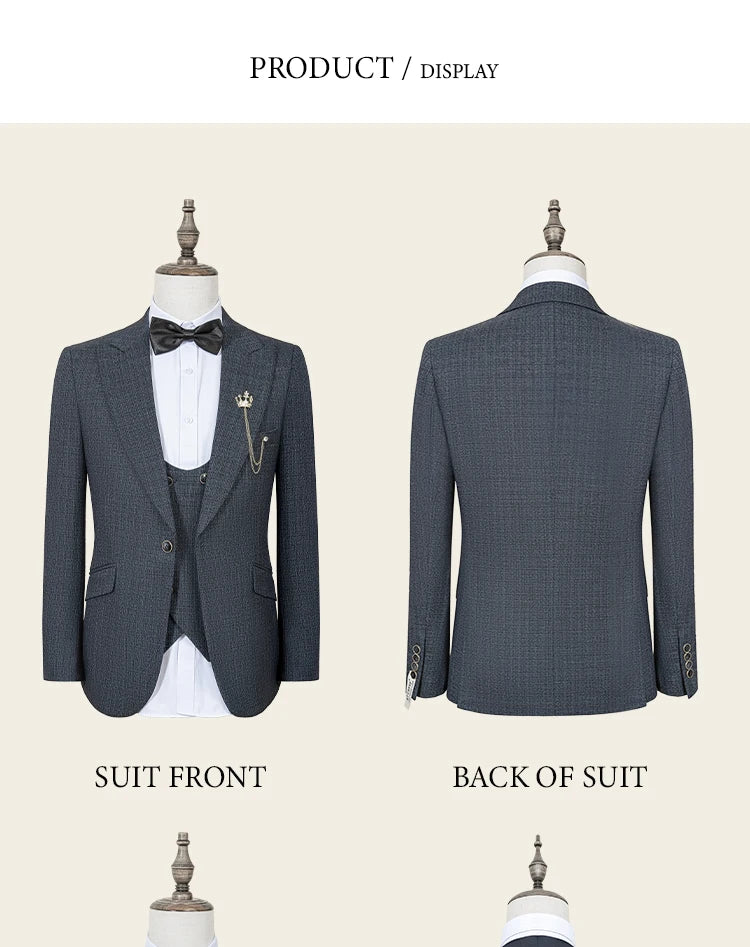 ST Cassy High Quality Men's Suit Slim Fit Male Groom Wedding Blazers Party Dress Suit Business Office three-piece