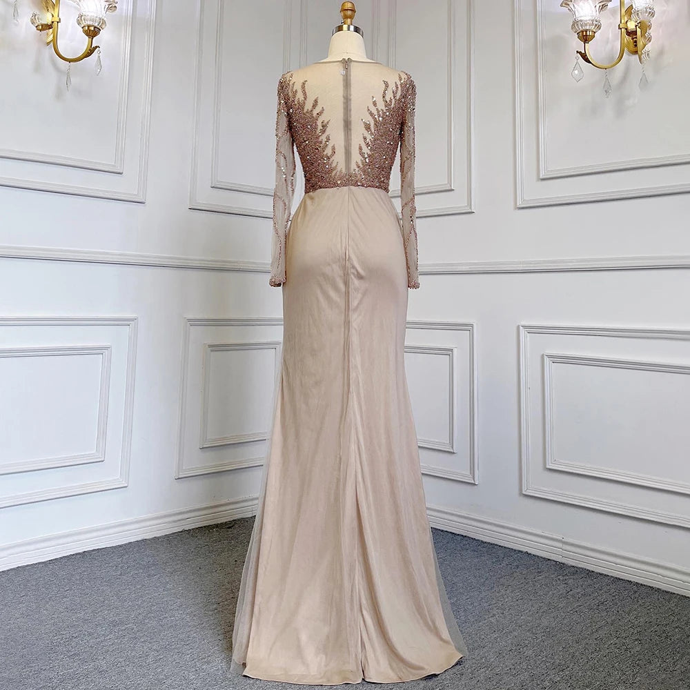 Muslim Green With Train Mermaid Beaded Elegant Luxury Evening Dresses Gowns 2025 For Women Party LA71107 Customized