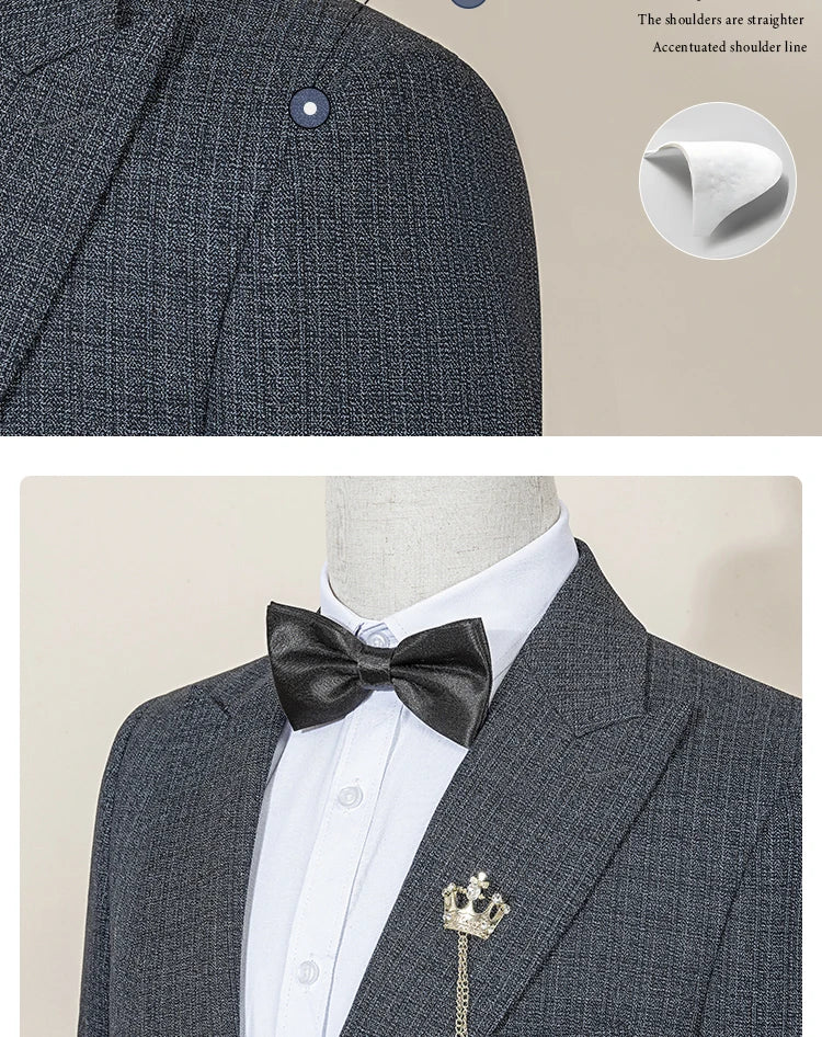 ST Cassy High Quality Men's Suit Slim Fit Male Groom Wedding Blazers Party Dress Suit Business Office three-piece
