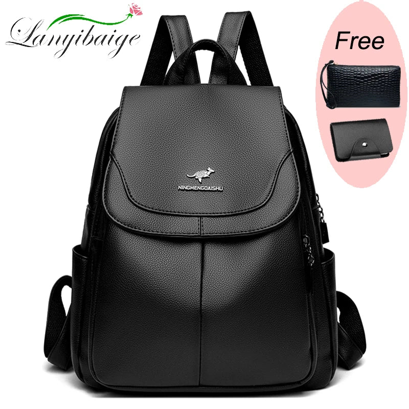 Women’s Leather Rucksack School Bag