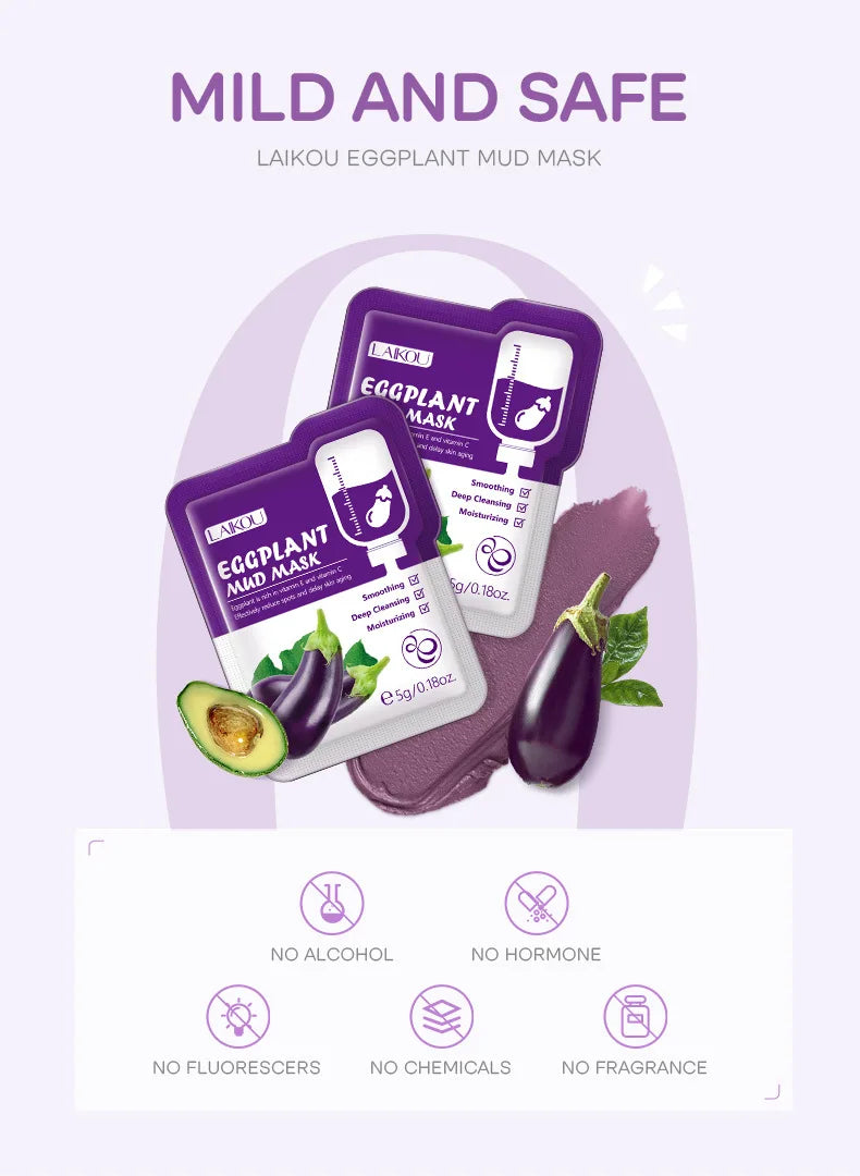 5pcs LAIKOU Eggplant Mud Mask