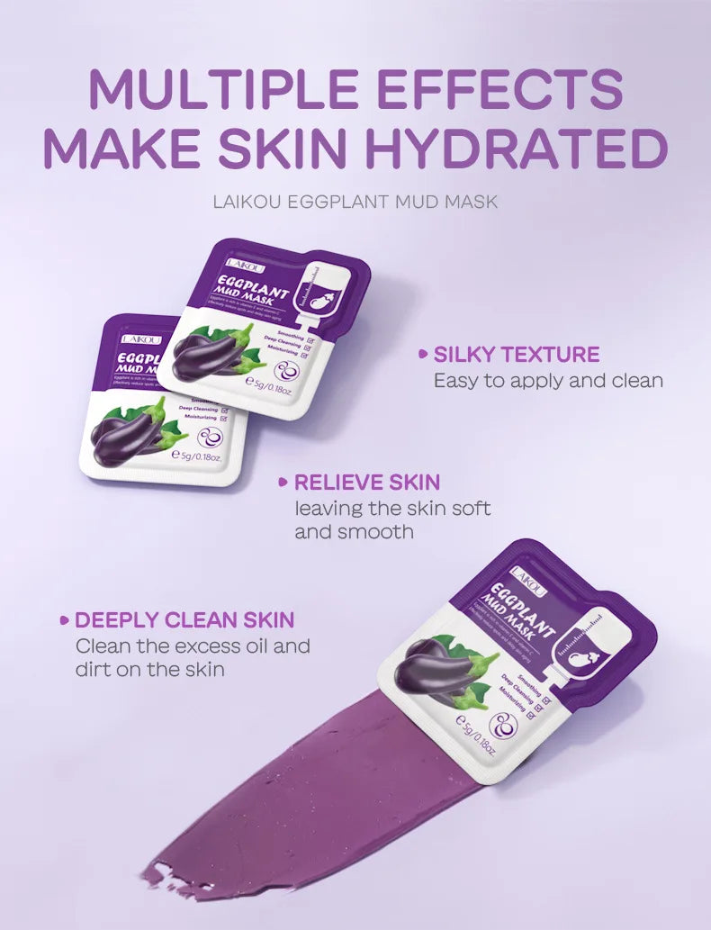 5pcs LAIKOU Eggplant Mud Mask