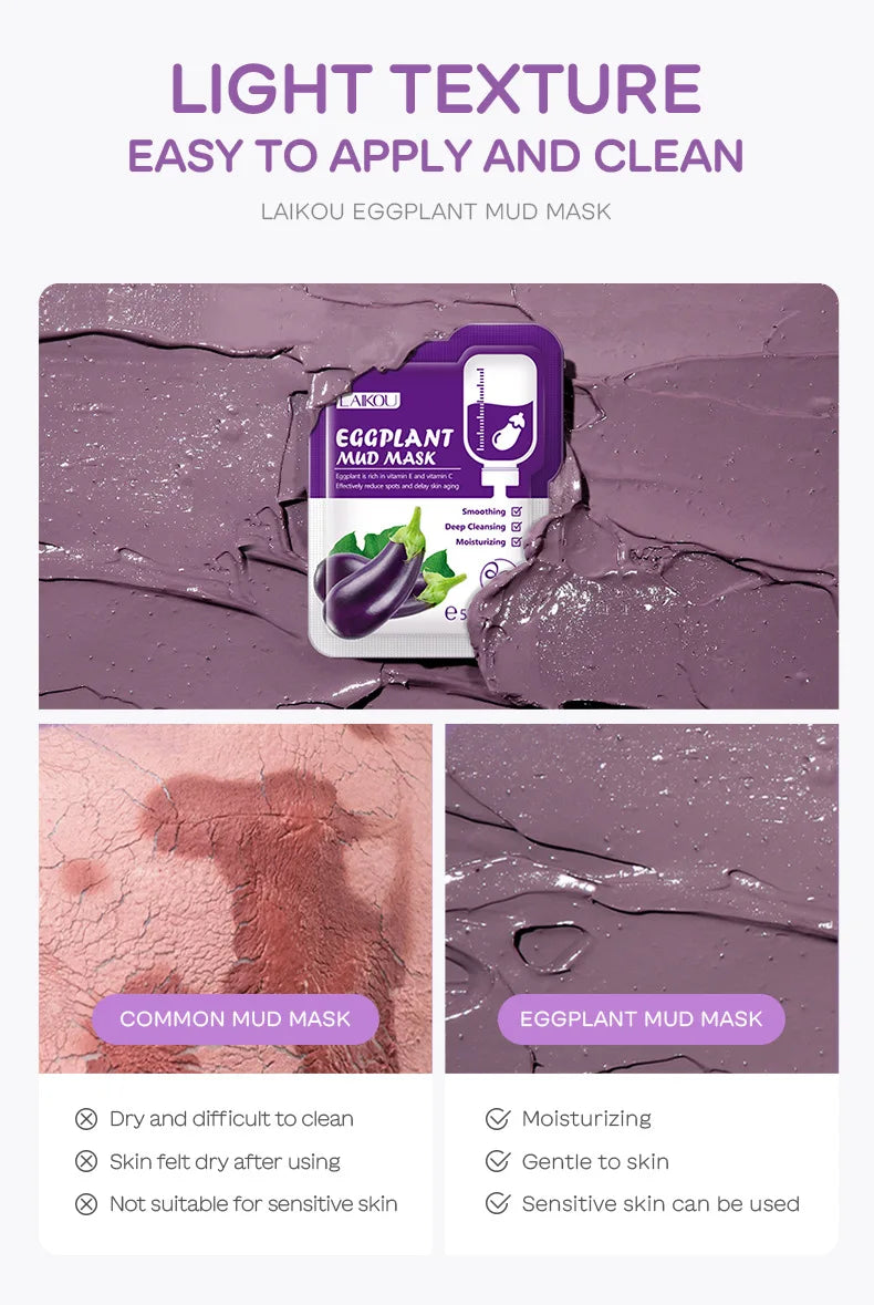5pcs LAIKOU Eggplant Mud Mask