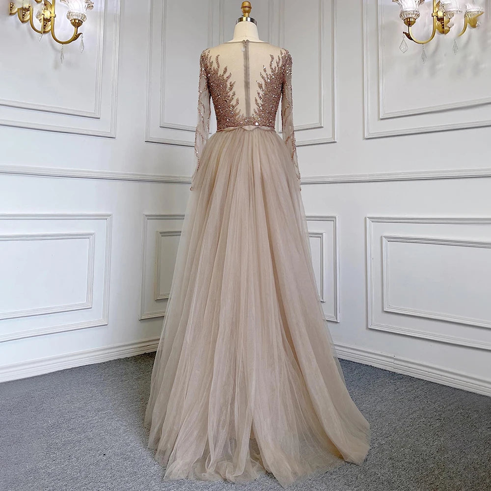 Muslim Green With Train Mermaid Beaded Elegant Luxury Evening Dresses Gowns 2025 For Women Party LA71107 Customized