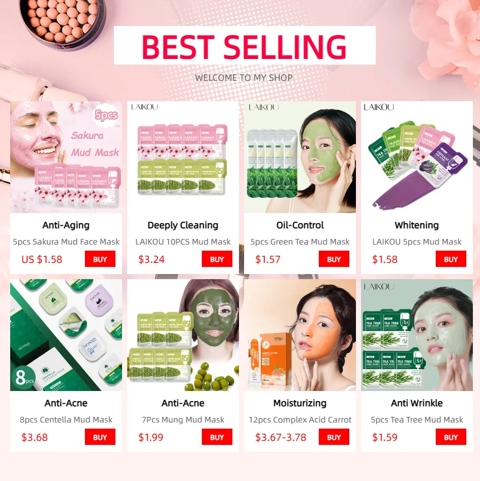 5pcs LAIKOU Eggplant Mud Mask