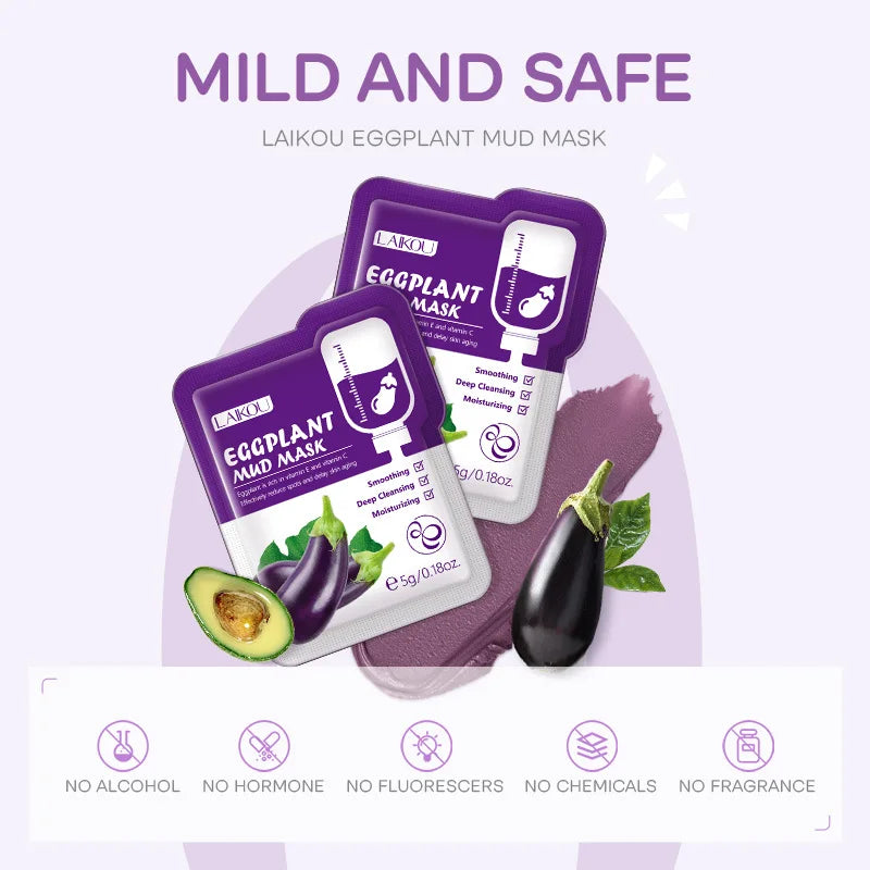 5pcs LAIKOU Eggplant Mud Mask