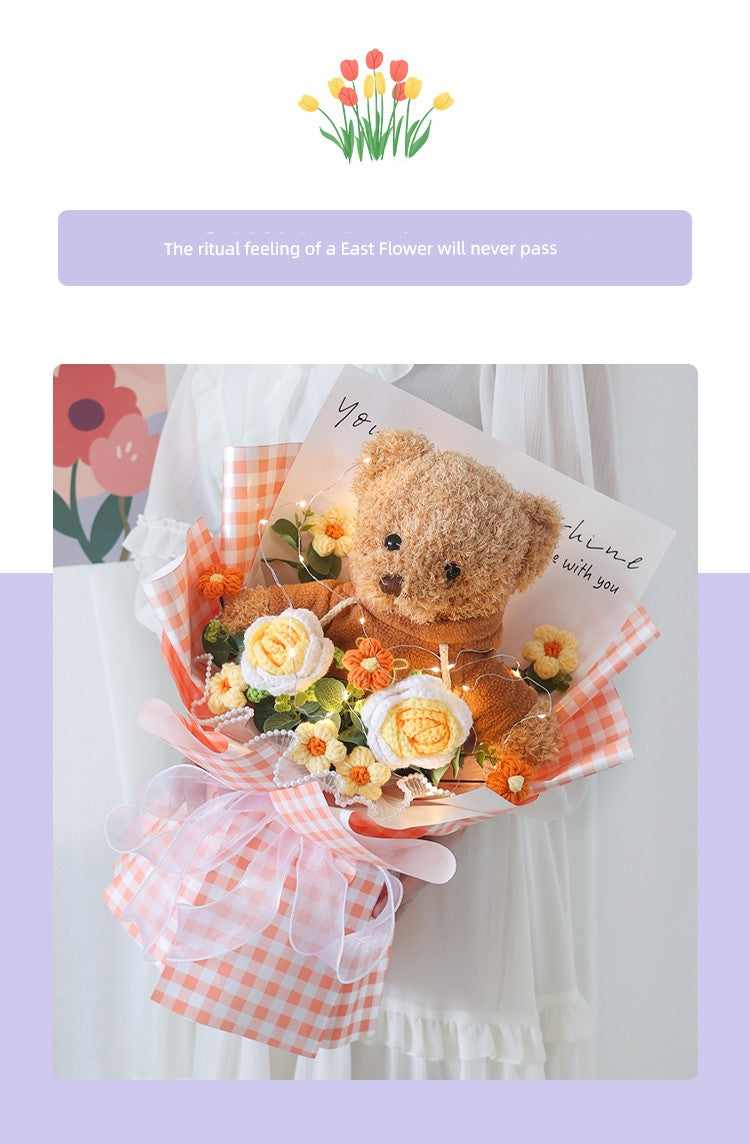 Cute Knitted Rose Bouquet – Gift for Her