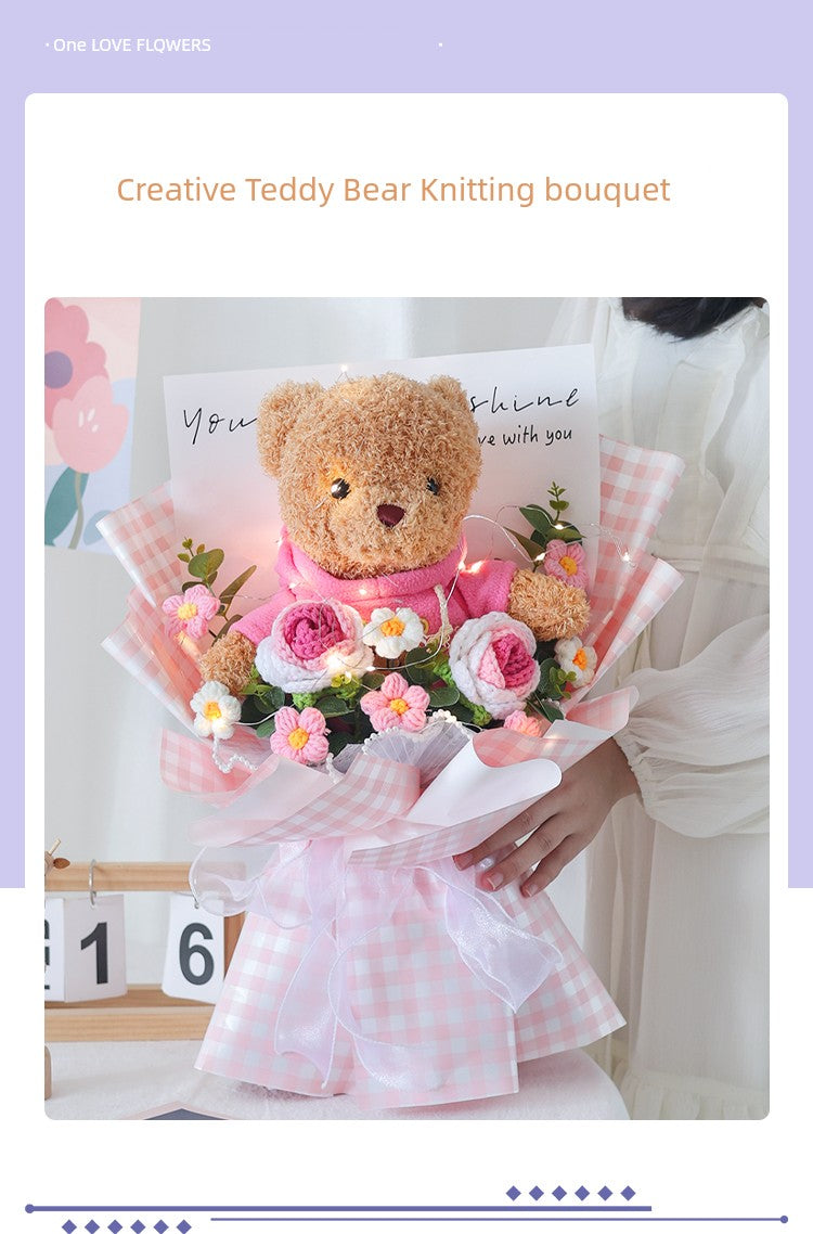 Cute Knitted Rose Bouquet – Gift for Her