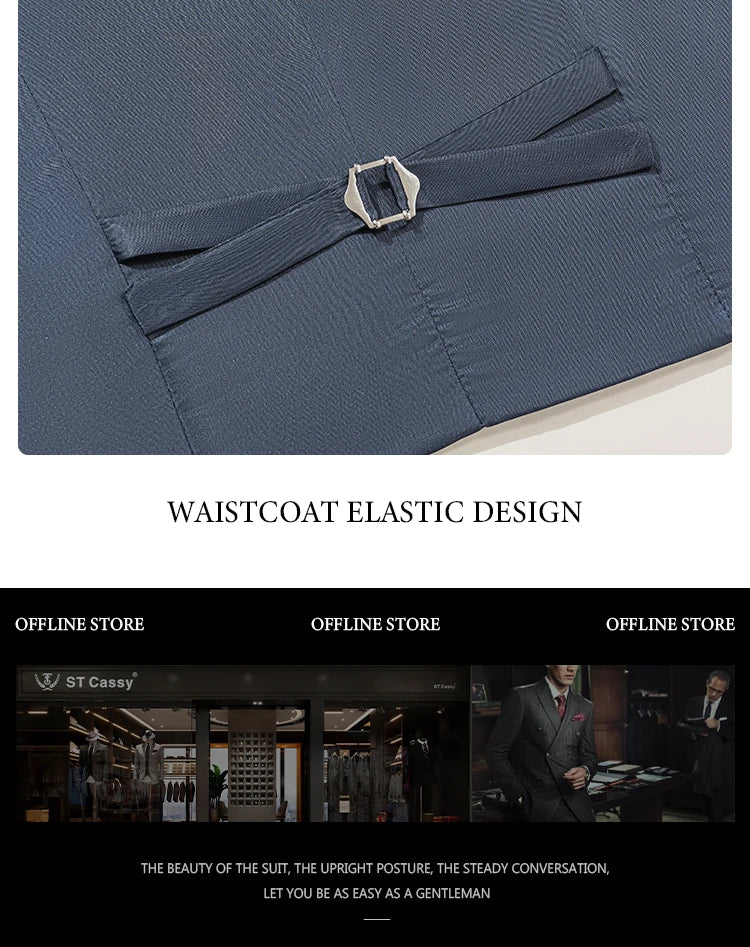 ST Cassy High Quality Men's Suit Slim Fit Male Groom Wedding Blazers Party Dress Suit Business Office three-piece