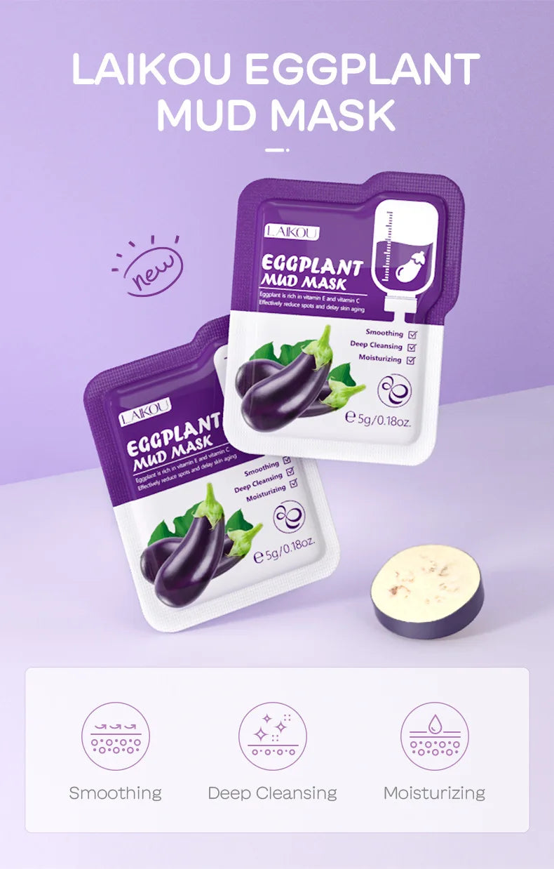 5pcs LAIKOU Eggplant Mud Mask