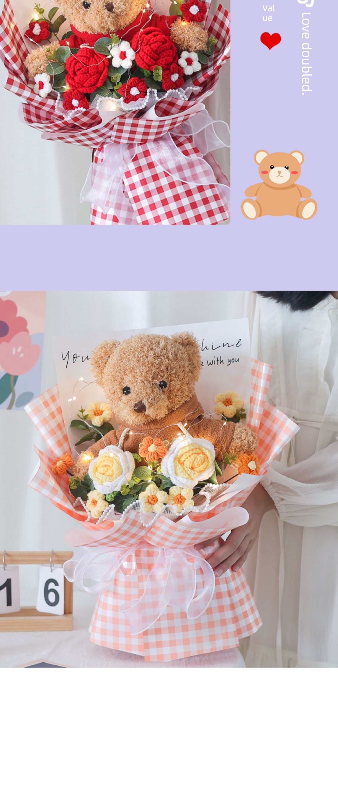 Cute Knitted Rose Bouquet – Gift for Her