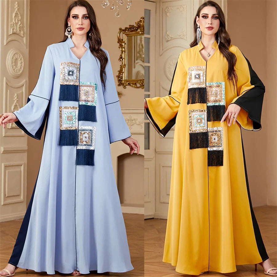 Siskakia Ramadan Muslim Sequins Abaya
