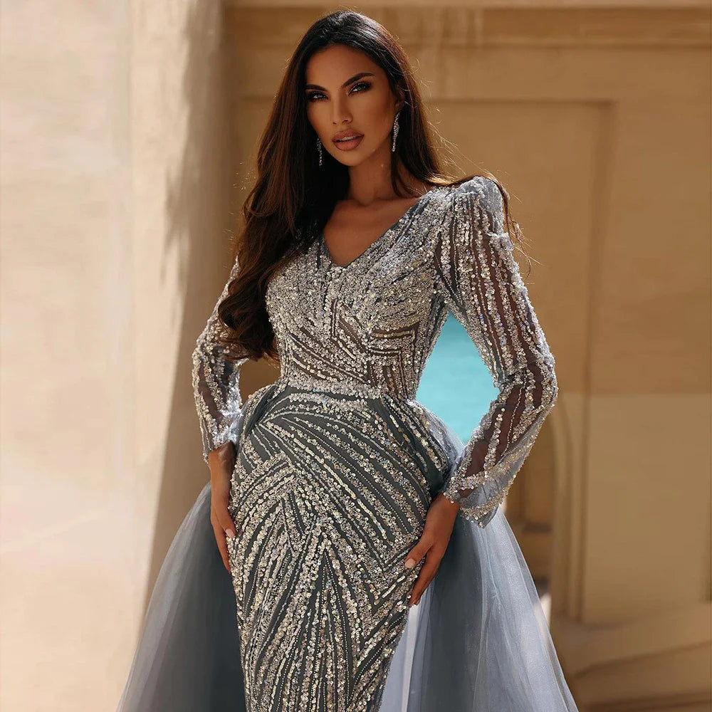 Serene Hill Mermaid Beaded Evening Gown