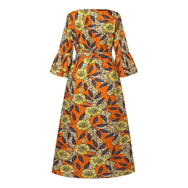 VONDA Bohemian Floral Printed Maxi Dress Women Sexy V-Neck Long Sleeve Ruffled Vestidos 2024 Fashion Casual Loose Vintage Robe