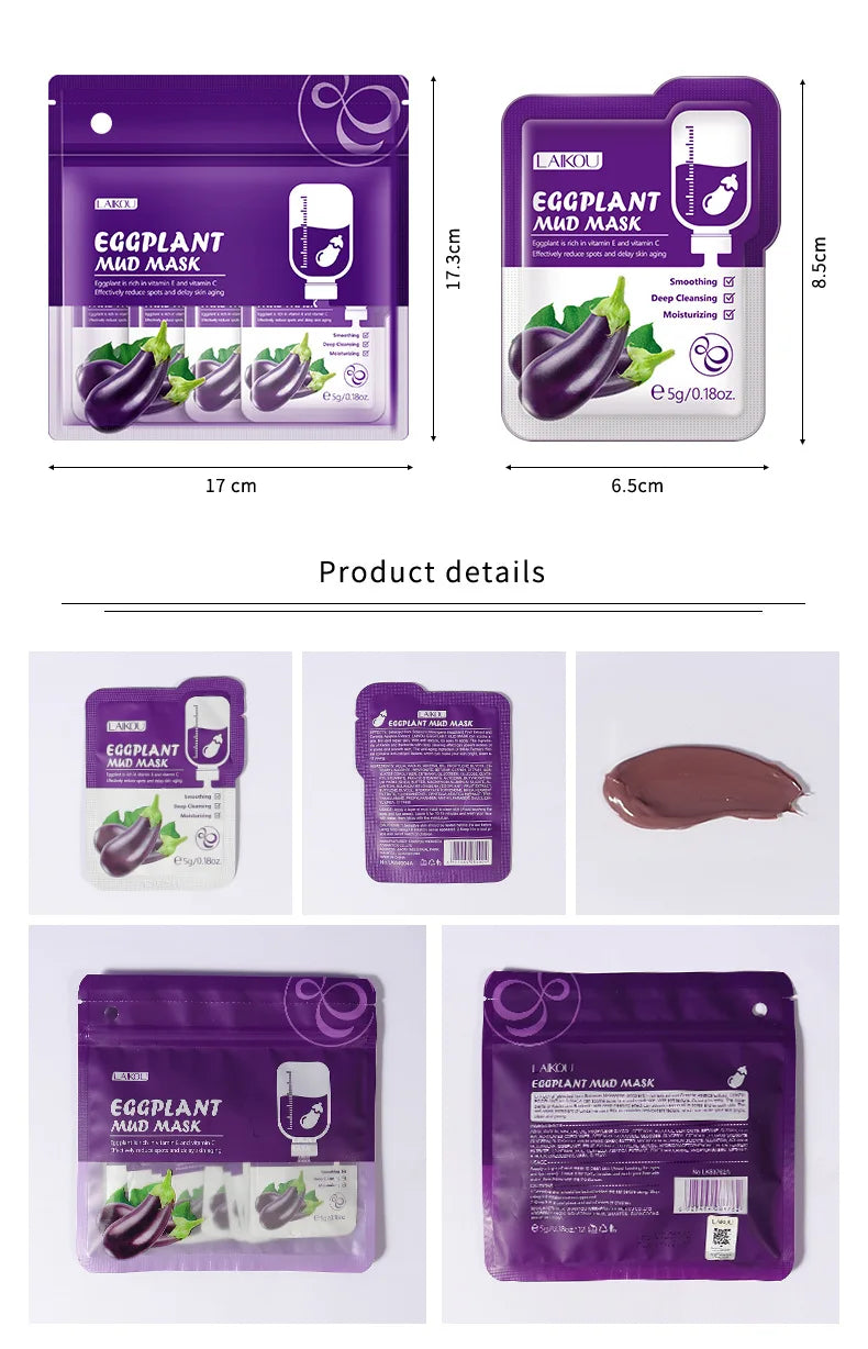 5pcs LAIKOU Eggplant Mud Mask