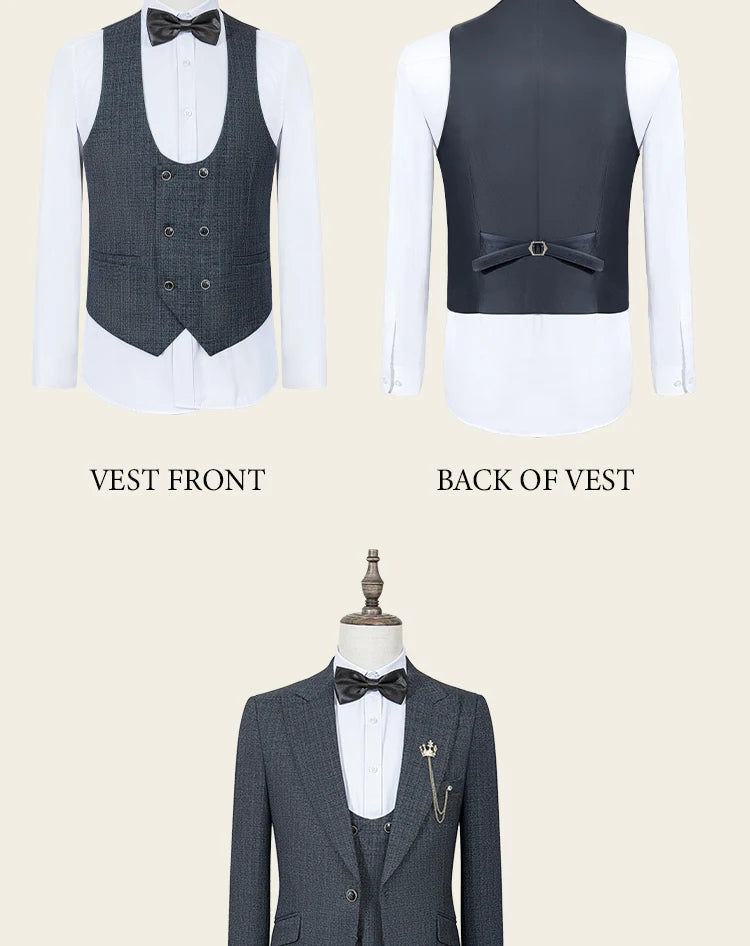 ST Cassy High Quality Men's Suit Slim Fit Male Groom Wedding Blazers Party Dress Suit Business Office three-piece