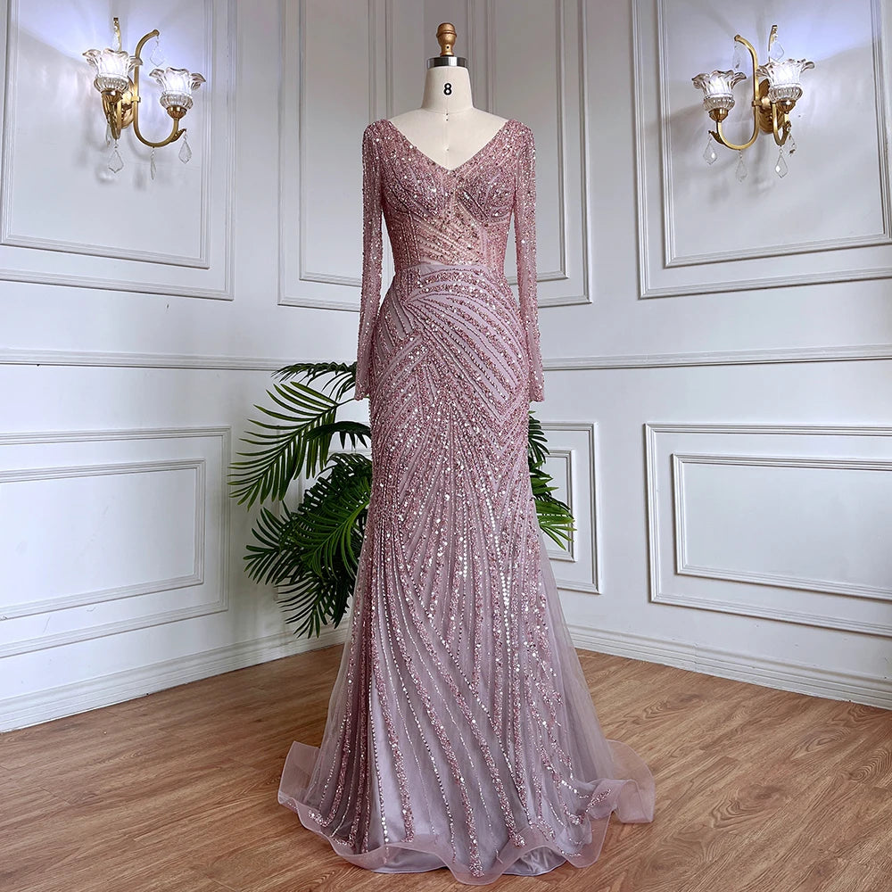 Serene Hill Mermaid Beaded Evening Gown