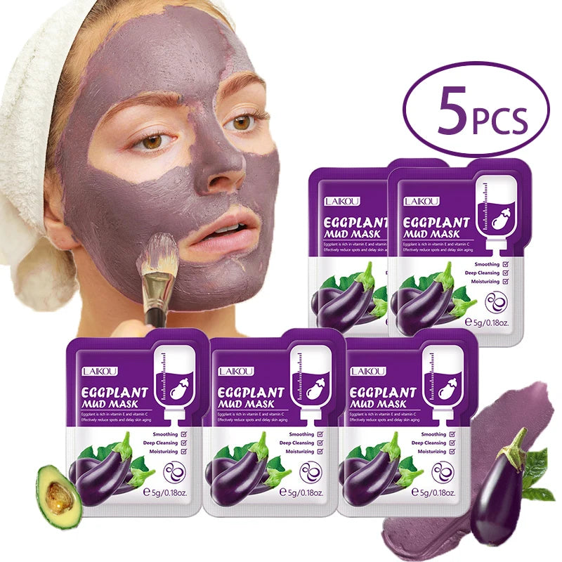 5pcs LAIKOU Eggplant Mud Mask