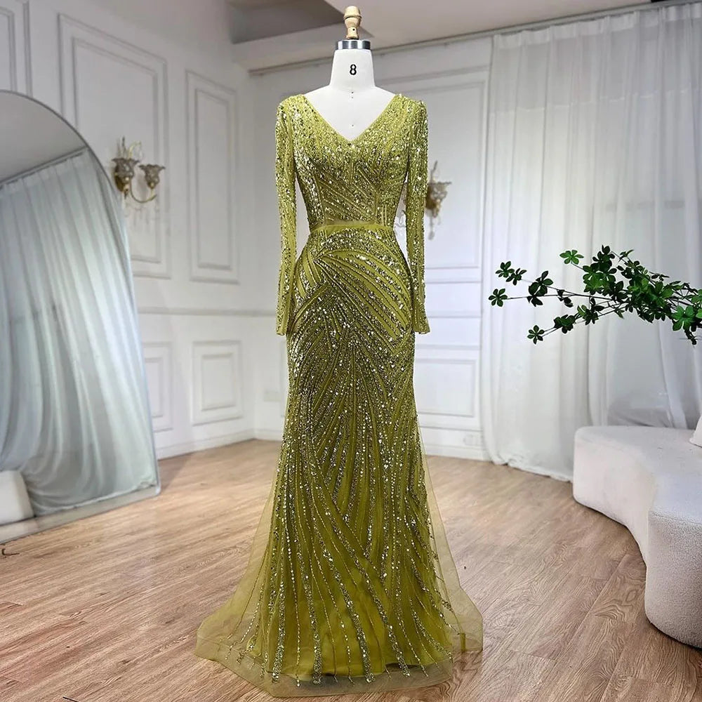 Serene Hill Mermaid Beaded Evening Gown