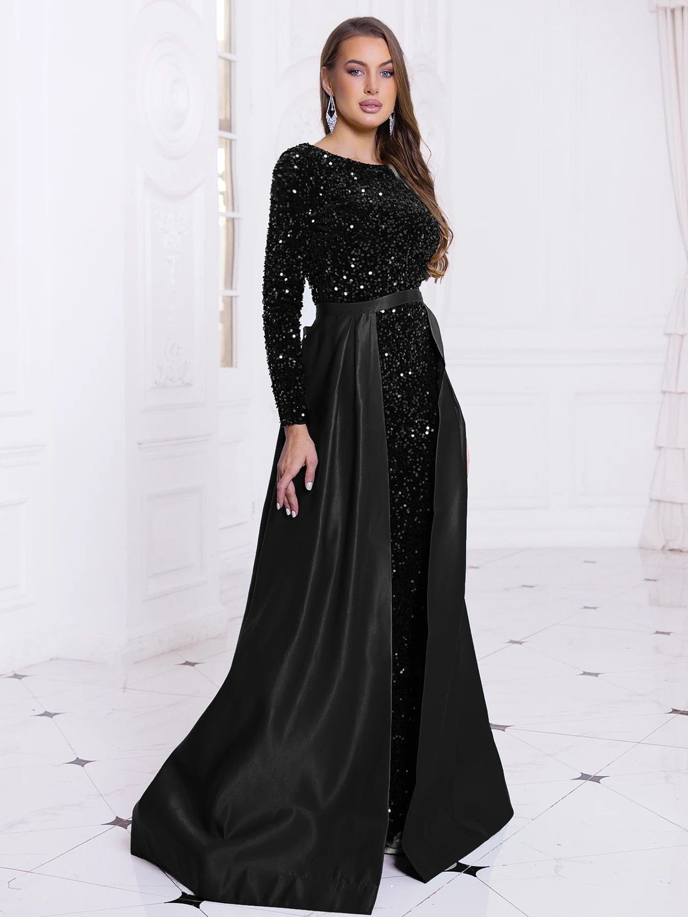 Full Sleeved Sequin Party Gown
