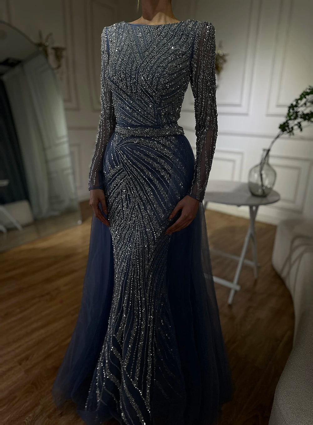 Serene Hill Mermaid Beaded Evening Gown