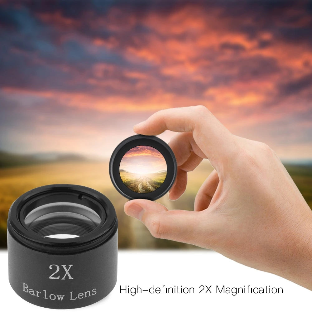 Barlow Lens 31.75mm Metal Barlow Lens 1.25 Inch 2X Magnification M28.6 Thread Barlow Lens for Astronomical Telescope Eyepiece