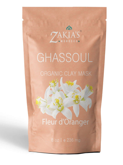 Zakia's Morocco - Organic Moroccan Ghassoul "Rhassoul" Clay Face and Hair Mask - Orange Blossom - 8 oz.