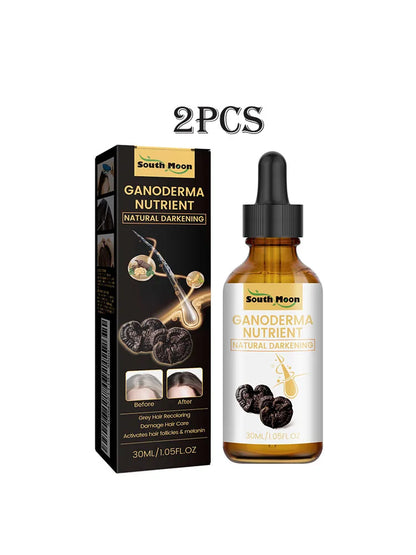 South Moon 30ml Ganoderma Darkening Hair Serum White To Black Repairing Nourish Moisturize Scalp Anti Greying Thicken Hair Serum