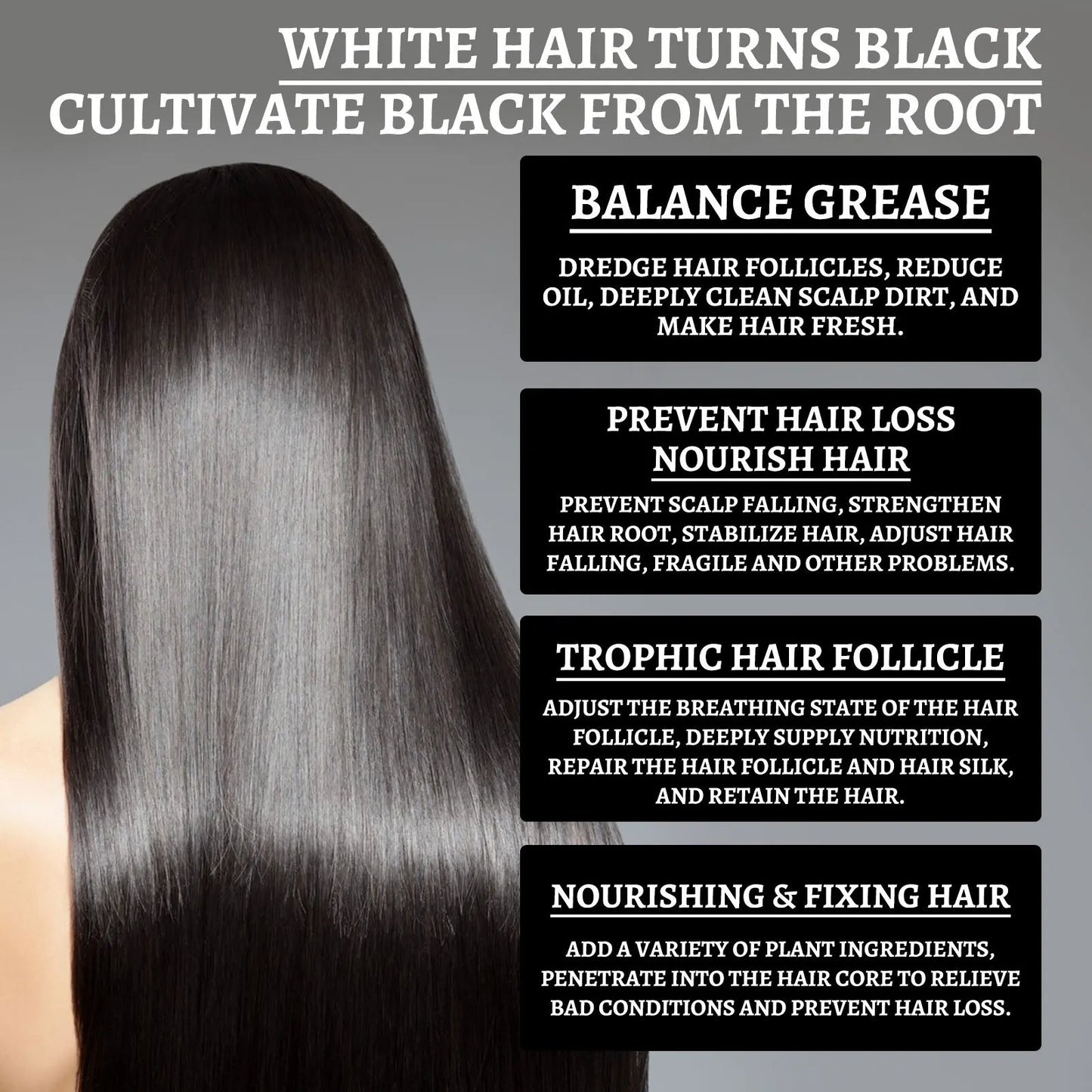South Moon 30ml Ganoderma Darkening Hair Serum White To Black Repairing Nourish Moisturize Scalp Anti Greying Thicken Hair Serum