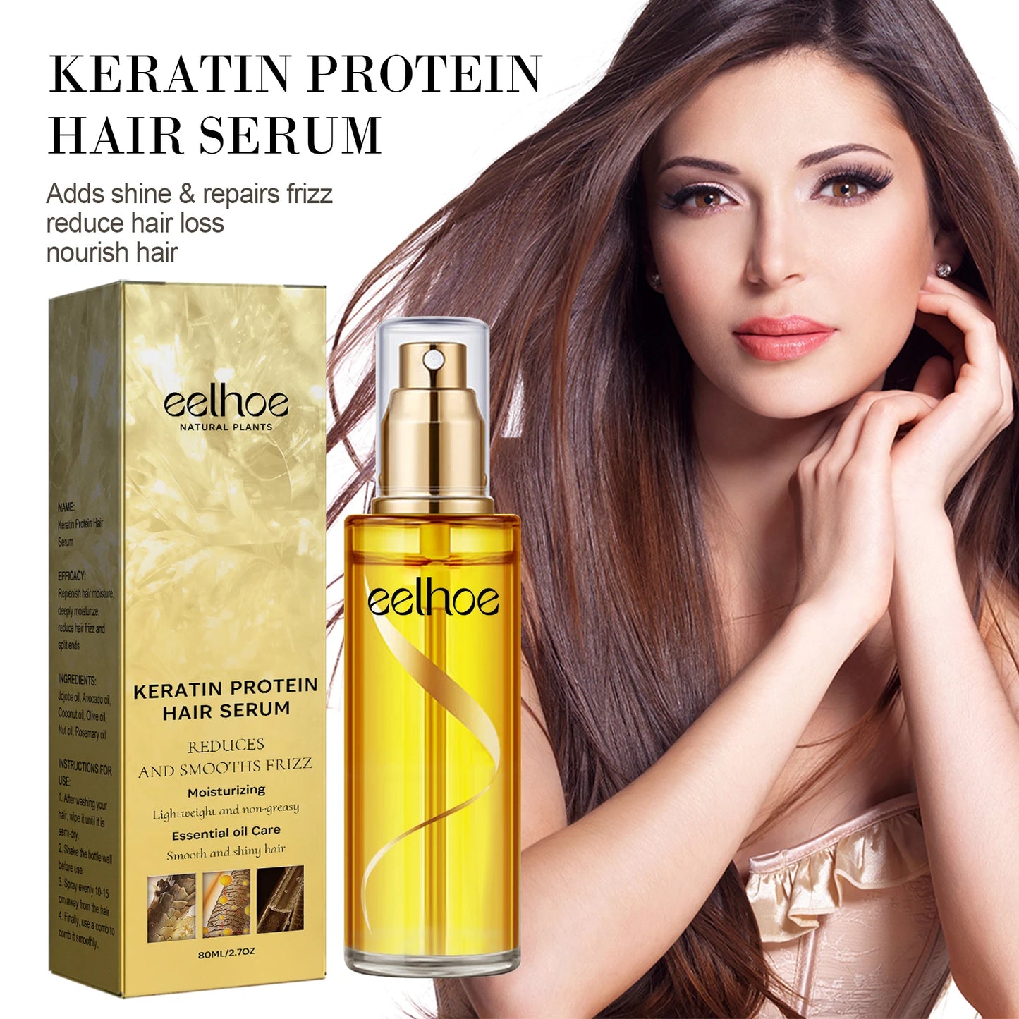 Natural Hair Growth Keratin Hair Care Essence Spray Repair Improve Dry Curly Hair Smooth Hair Growing Serum Oil