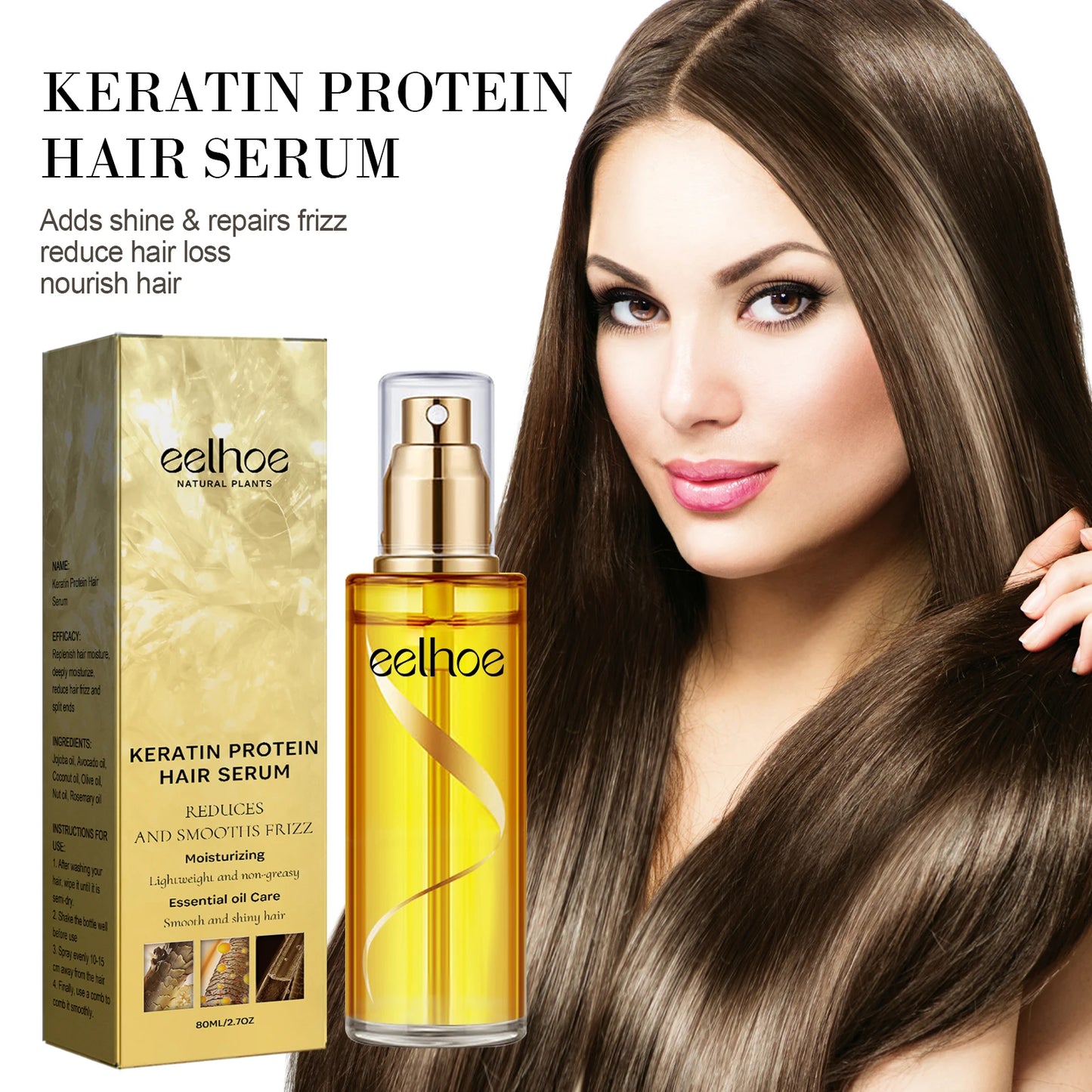 Natural Hair Growth Keratin Hair Care Essence Spray Repair Improve Dry Curly Hair Smooth Hair Growing Serum Oil