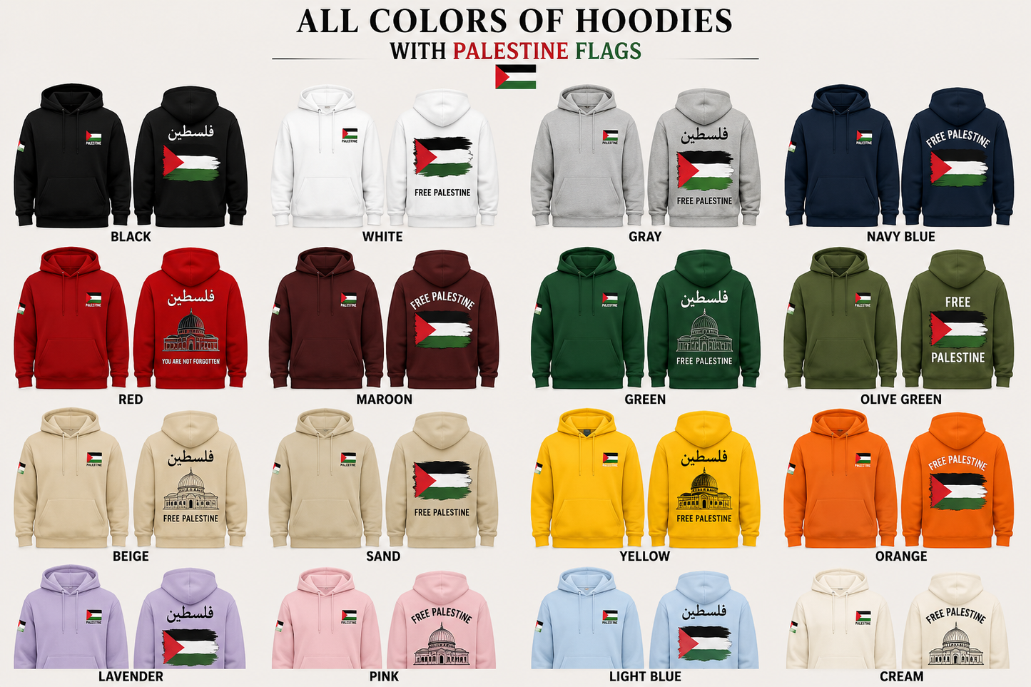 Coming soon premium 100% organic cotton Palestine hoodies