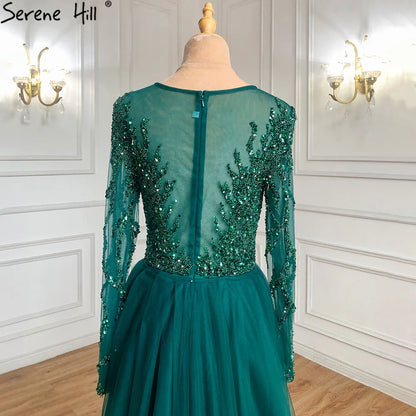 Muslim Green With Train Mermaid Beaded Elegant Luxury Evening Dresses Gowns 2025 For Women Party LA71107 Customized