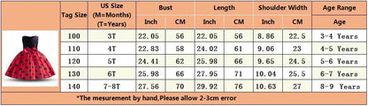 Elegant Girl Princess Dress Kids Red Christmas Polka Dot Dress Baby Birthday Party New Costume 2024 Carnival Clothes for 3-8Yrs