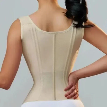 Body Shapewear Double Compression Waist Trainer Corset Adjustable Zipper and Hook-eyes Flat Belly Body Shaper