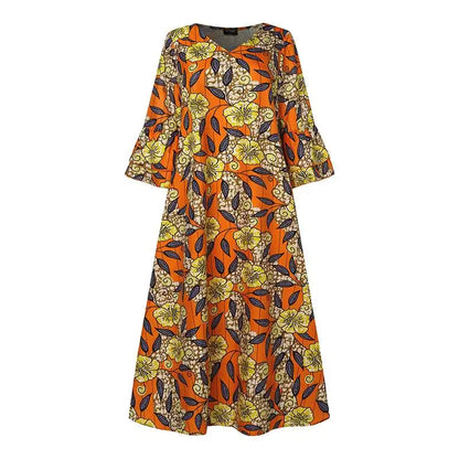 VONDA Bohemian Floral Printed Maxi Dress Women Sexy V-Neck Long Sleeve Ruffled Vestidos 2024 Fashion Casual Loose Vintage Robe