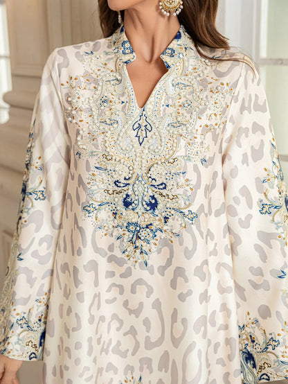 Summer Party Dress for Women Abaya Leopard Print Vestidos Largos 2025 Eid Muslim Caftan Robe Jalabiya Ramadan Morocco Kaftan