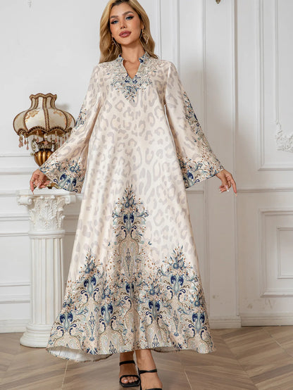 Summer Party Dress for Women Abaya Leopard Print Vestidos Largos 2025 Eid Muslim Caftan Robe Jalabiya Ramadan Morocco Kaftan