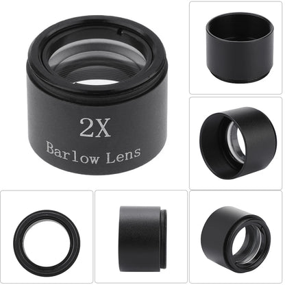 Barlow Lens 31.75mm Metal Barlow Lens 1.25 Inch 2X Magnification M28.6 Thread Barlow Lens for Astronomical Telescope Eyepiece