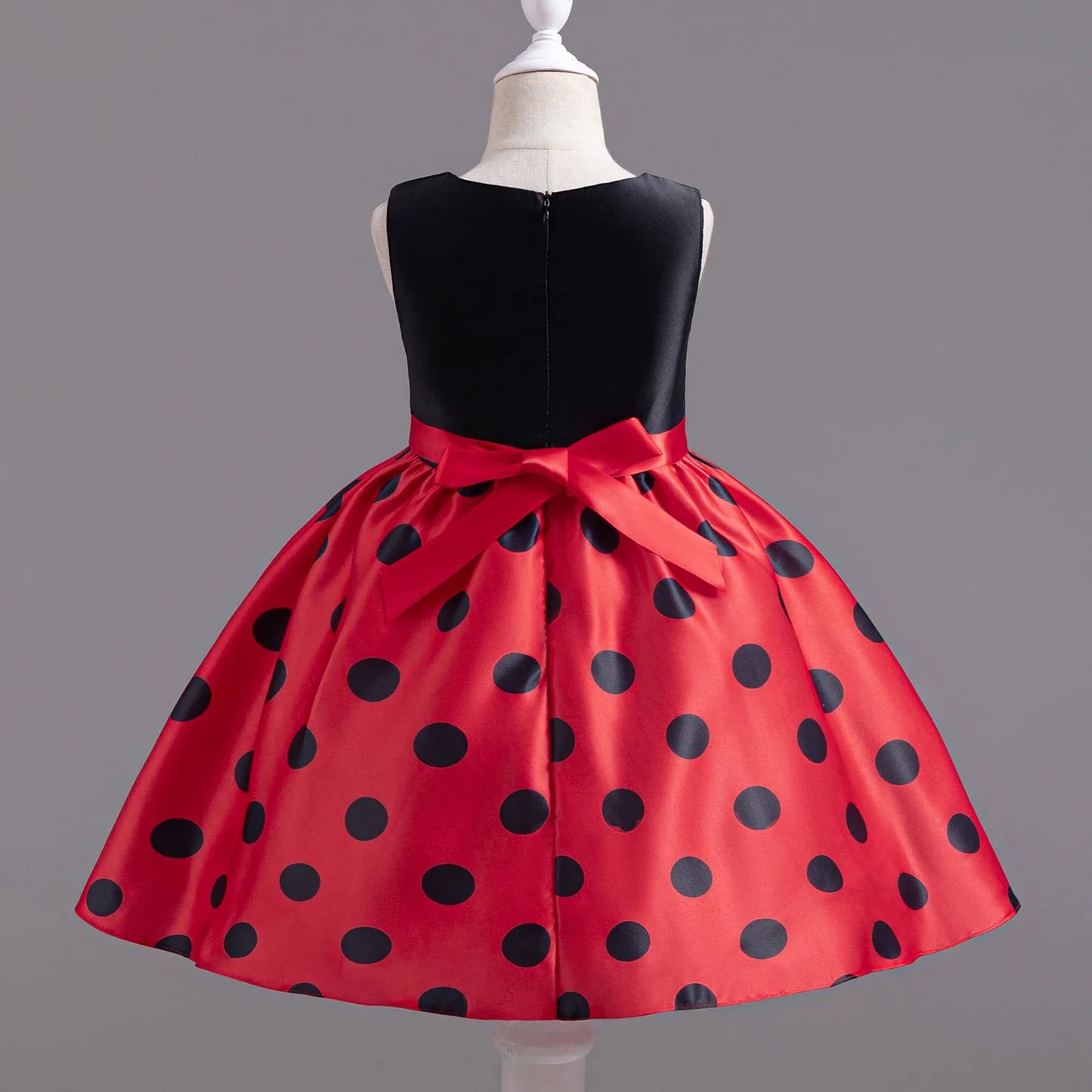 Elegant Girl Princess Dress Kids Red Christmas Polka Dot Dress Baby Birthday Party New Costume 2024 Carnival Clothes for 3-8Yrs